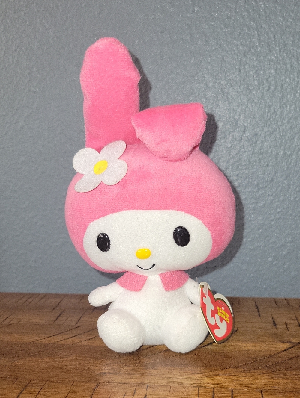 Ty Pink and White My Melody Plush Bunny with Flower